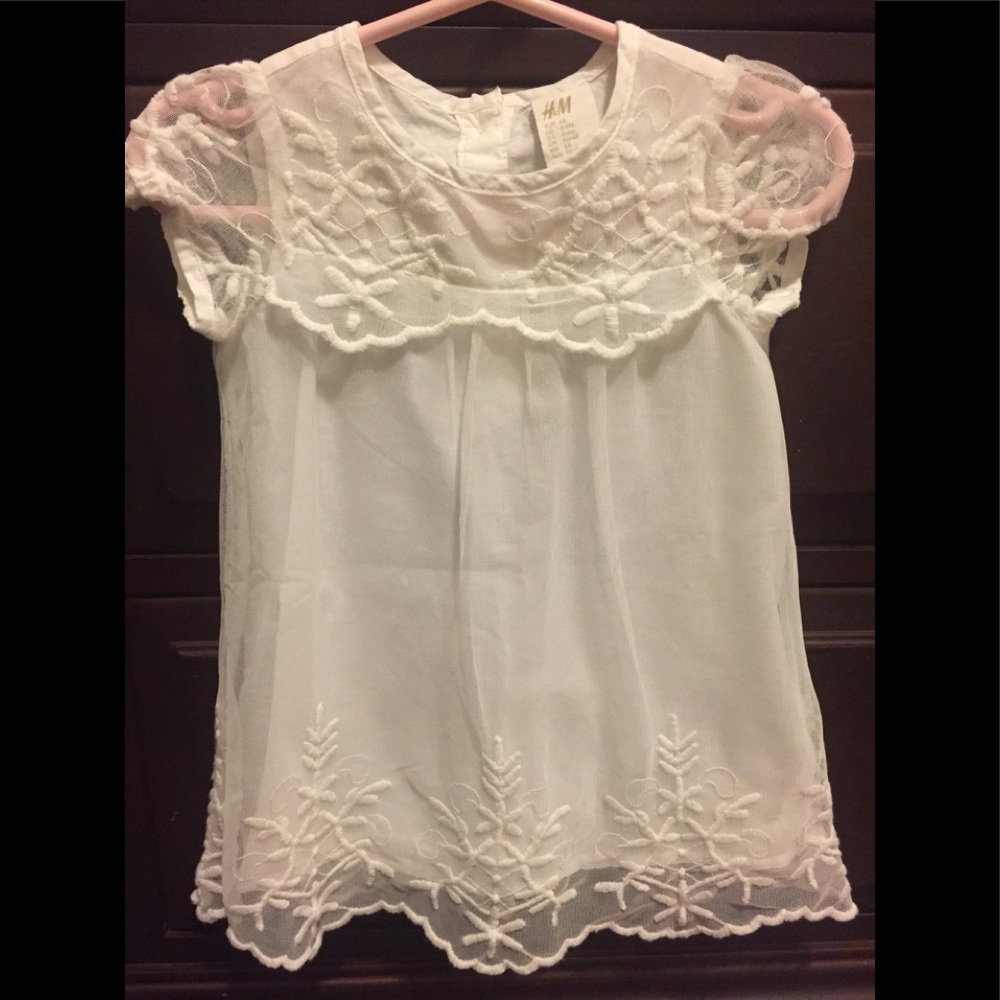 H&M baby girls dress. Mesh, lace, white wedding...